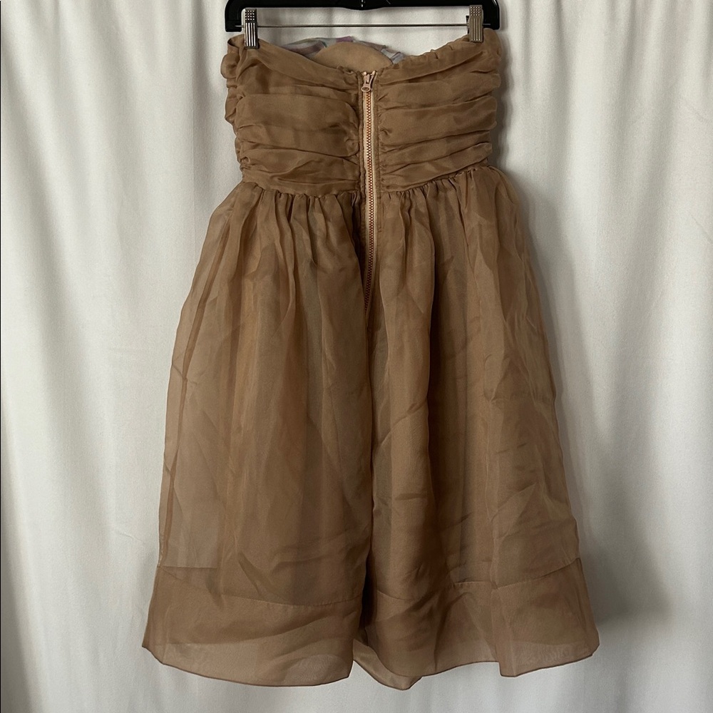 Cynthia Rowley NWT Camel Floral Strapless Mini Dress **Size 6** 🌸🌸 - Picture 3 of 6